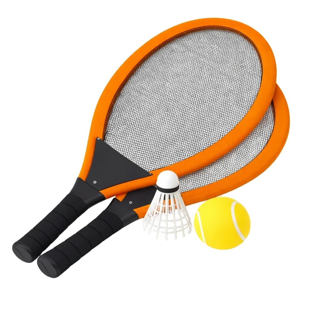Set de Tennis Géant XL – 2 Raquettes 55 cm, Volant et Balle Souple, Couleurs Aléatoires, Jeu d’Extérieur Enfants et Famille - 5