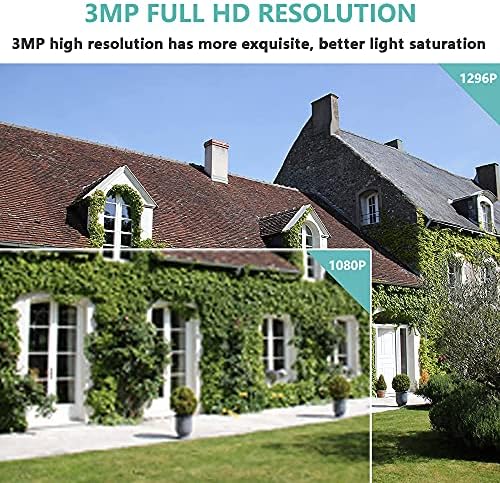 Bild 1 - 3MP WLAN Überwachungskamera Set Aussen mit Audioaufnehmen, REIGY 4X 1296P Kabellose IP Kamera+16CH WiFi NVR, CCTV System Videoüberwachung mit IR Nachtsicht, Wasserfesten, Ohne Festplatte Schwarz