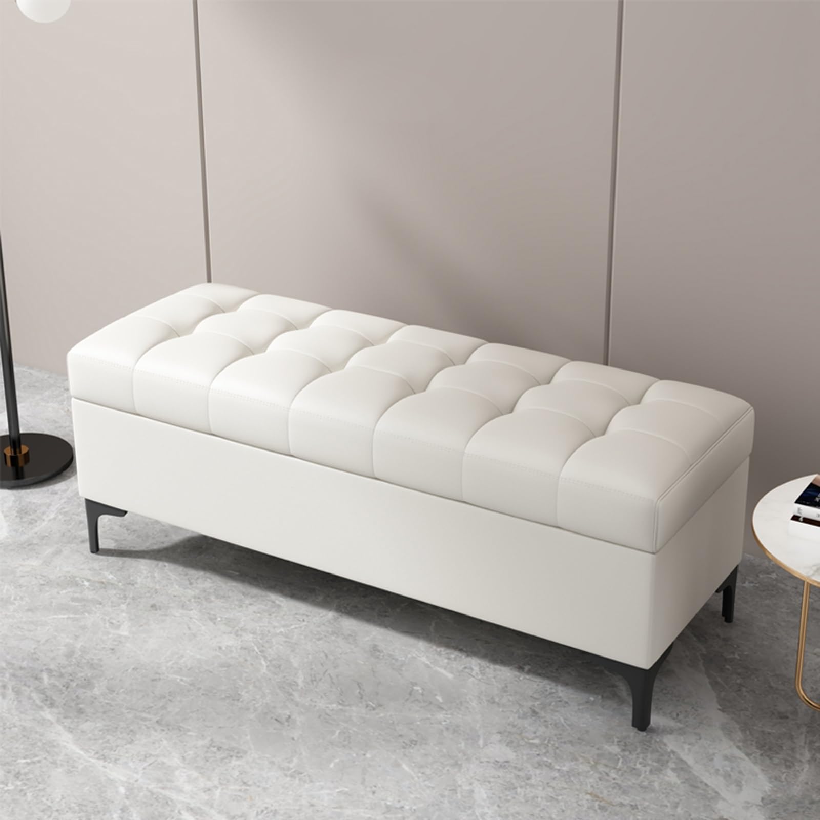 GHFXSCV Versatile Rectangular Pouf Storage for Bedroom & Living Room - Stylish Shoe Bench & Footrest - Ideal for Bed End, Space-Saving Storage Solution