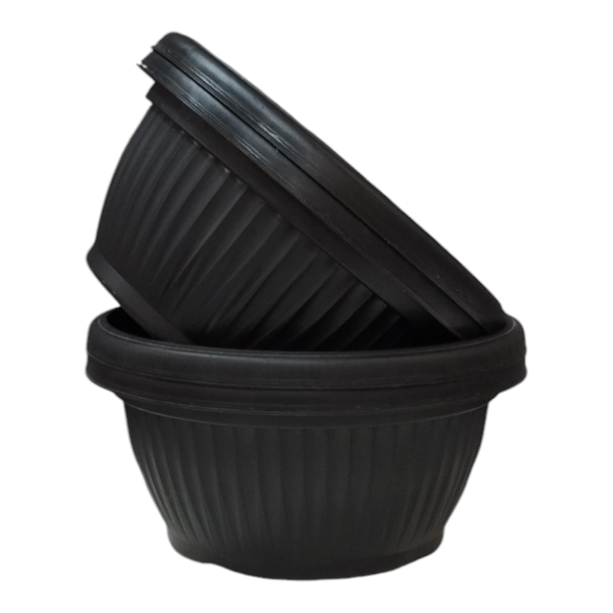 Harshdeep Bonsai Pots - Bello Bowl - Indoor Outdoor Home Balcony Patio Garden Decorative UV Resistant Round Planters Set of 4 (Black)-image-31