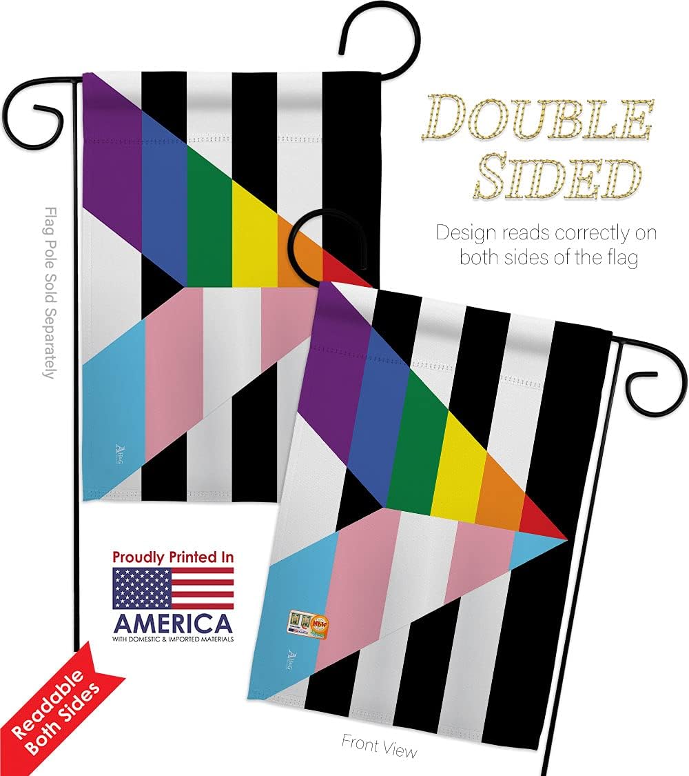 Gay Trans Straight Ally Garden Flag - Pack Support Pride Rainbow Love LGBT Bisexual Pansexual Transgender USA Applique - House Decoration Banner Small Yard Gift Double-Sided Made in 13 X 18.5