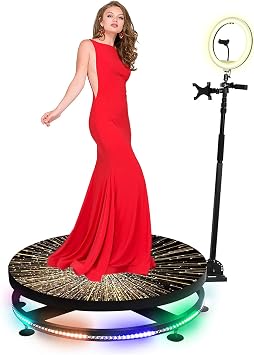 Live Streaming Spin Camera Booth, Party 360 Degree Photo Booth Machine, APP Remote Control, Ring Light Selfie Holder, Automatic Slow Motion for Wedding, Increase Fame