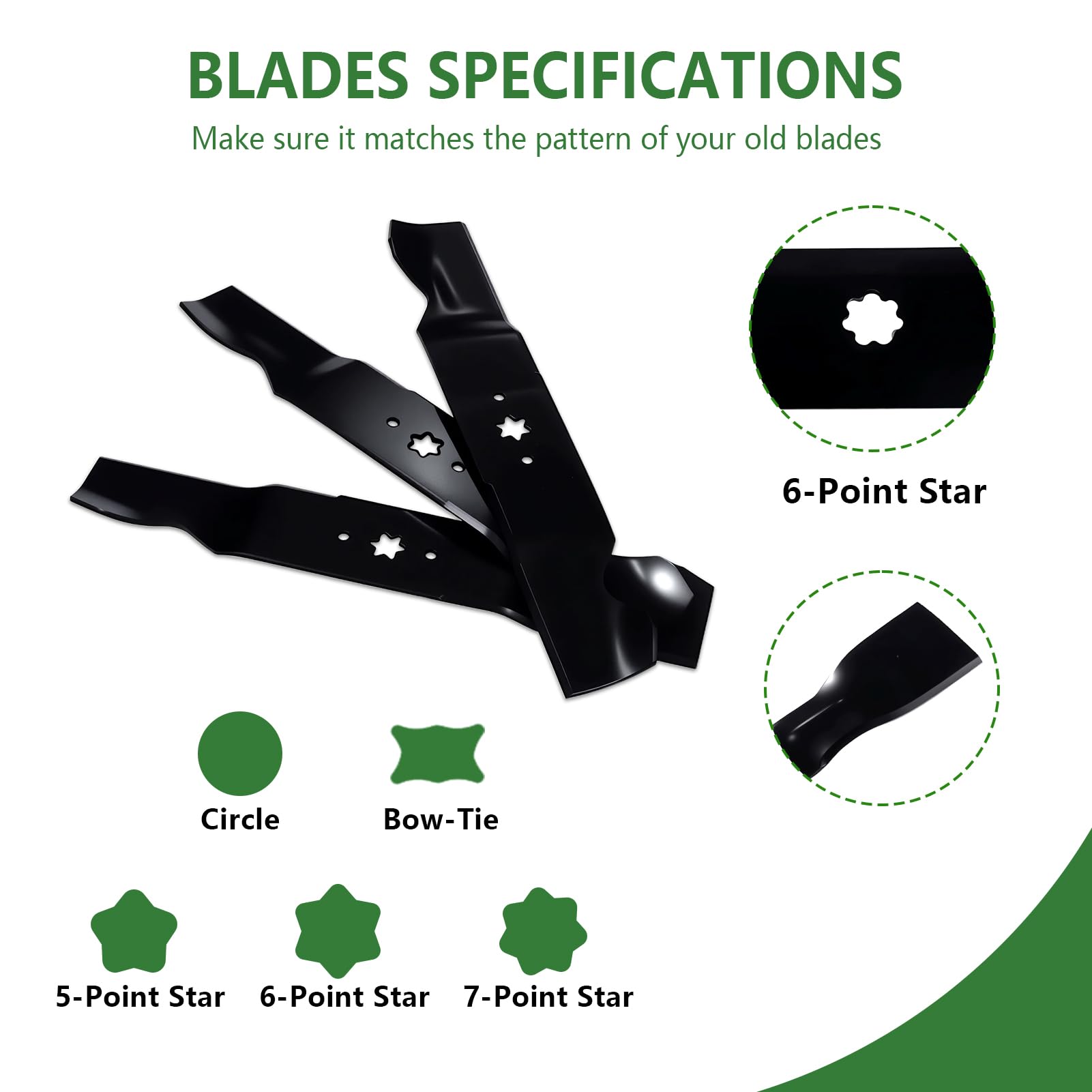 942-0677B 742-0677 Cuchillas para cortacésped Cuchillas para Mulching 54 Pulgadas (137,16 cm) Repuesto para Plataforma 3Piezas