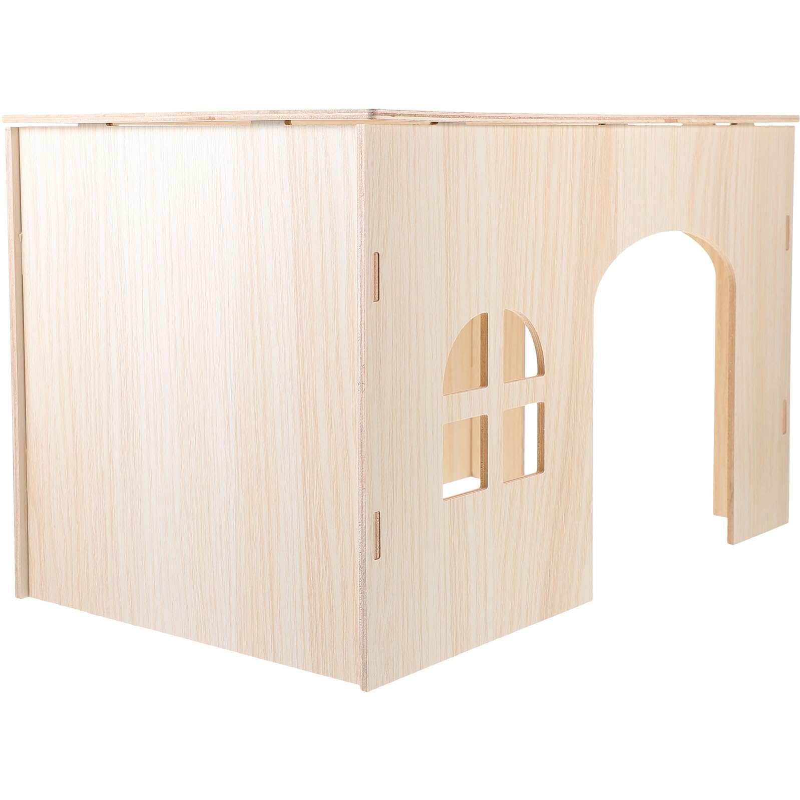 Holz Hamsterhaus Kleintier Versteck mit Flachdach Langlebiges Meerschweinchen Spielhaus Natürlicher Holz Unterschlupf für Zwerghamster Kaninchen und Kleine Nagetiere Komfortables