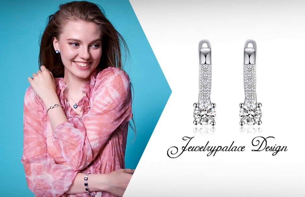 JewelryPalace 1ct Cubic Zirconia Huggie Hoop Earrings for Women, CZ Round Cut 925 Sterling Silver 14k White Yellow Rose Gold Plated Drop Dangle Earrings for Her - Image 6