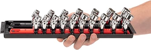 Miniatura 7 de TEKTON SHD91217 - Juego de enchufes universales de 6 puntos con rieles y bandeja, 17 piezas (38-34 pulgadas, 0.394-0.748 in)