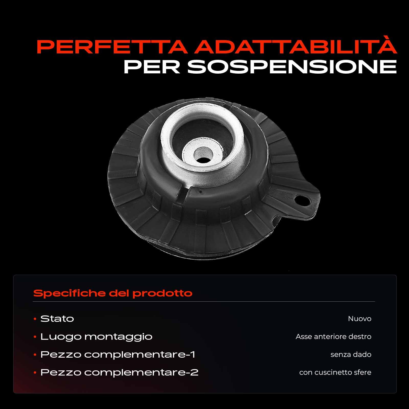Frankberg Cuscinetto del montante Cuscinetto di supporto della sospensione Anteriore destro Compatibile con Giulietta 940 1.4 TB 1.6 JTDM 1.8 TBi 1.4 Bi-Fuel 2.0 JTDM 2010-2020 51810638,50520154