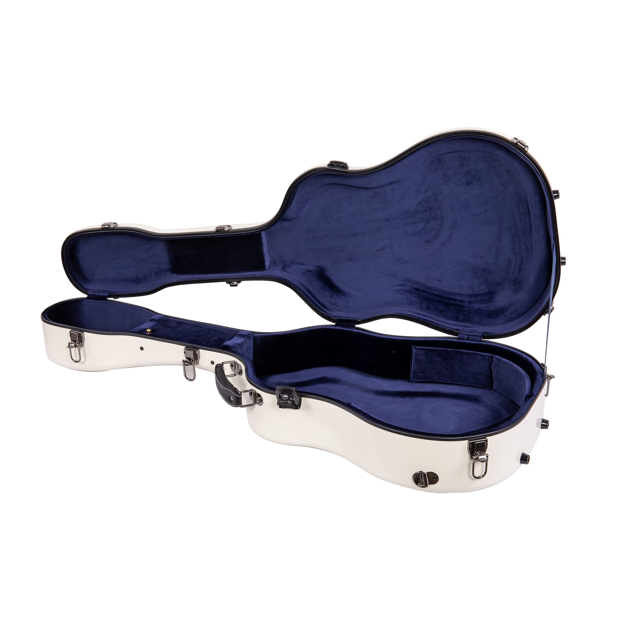 Crossrock Étui Rigide en Fibre de Verre pour Guitare Acoustique dreadnought 40"/41" | Finition Brillante Blanc Laiteux | Serrure TSA, hygromètre, Sangles Sac à Dos, intérieur rembourré Ajustable