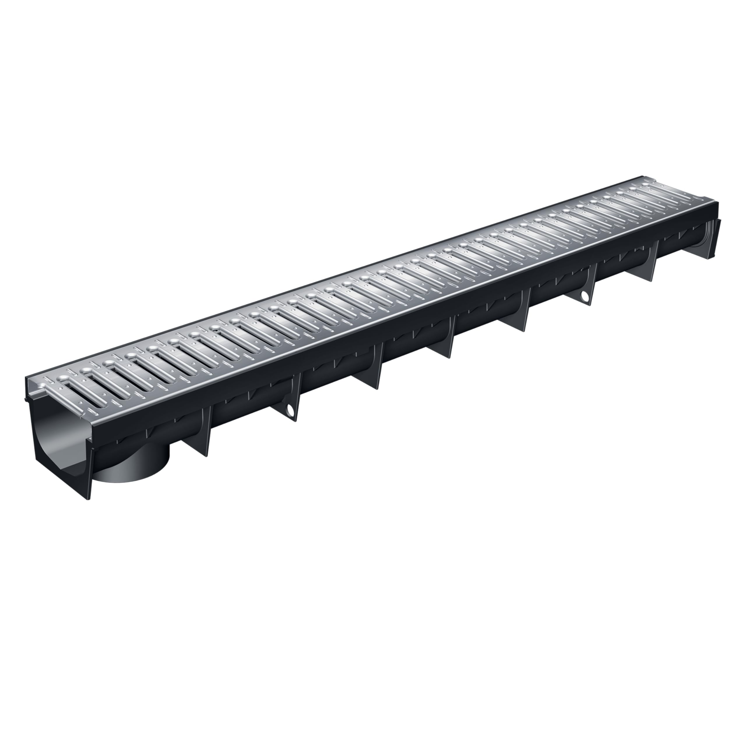 MEA Caniveau Extérieur MEAPARK 1 m – Grille en Acier Galvanisé – Drainage Terrasse, Piscine, Jardin – Classe A15 Piéton – Largeur utile 10 cm