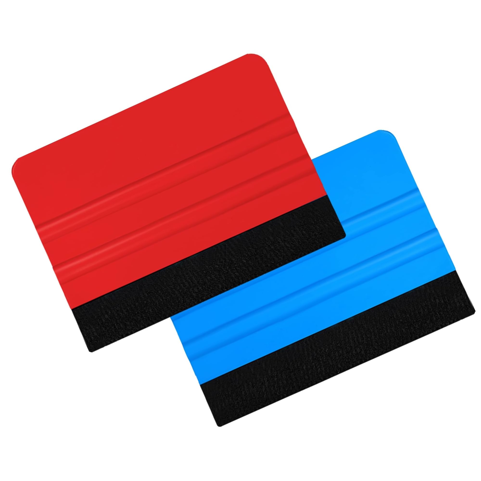 2Pcs Felt Squeegee, Vinyl Wrap Squeegee, Soft Felt Edge Decal Tool, Professional Wrap Decal Glass Tinting Film (Blue + Red)