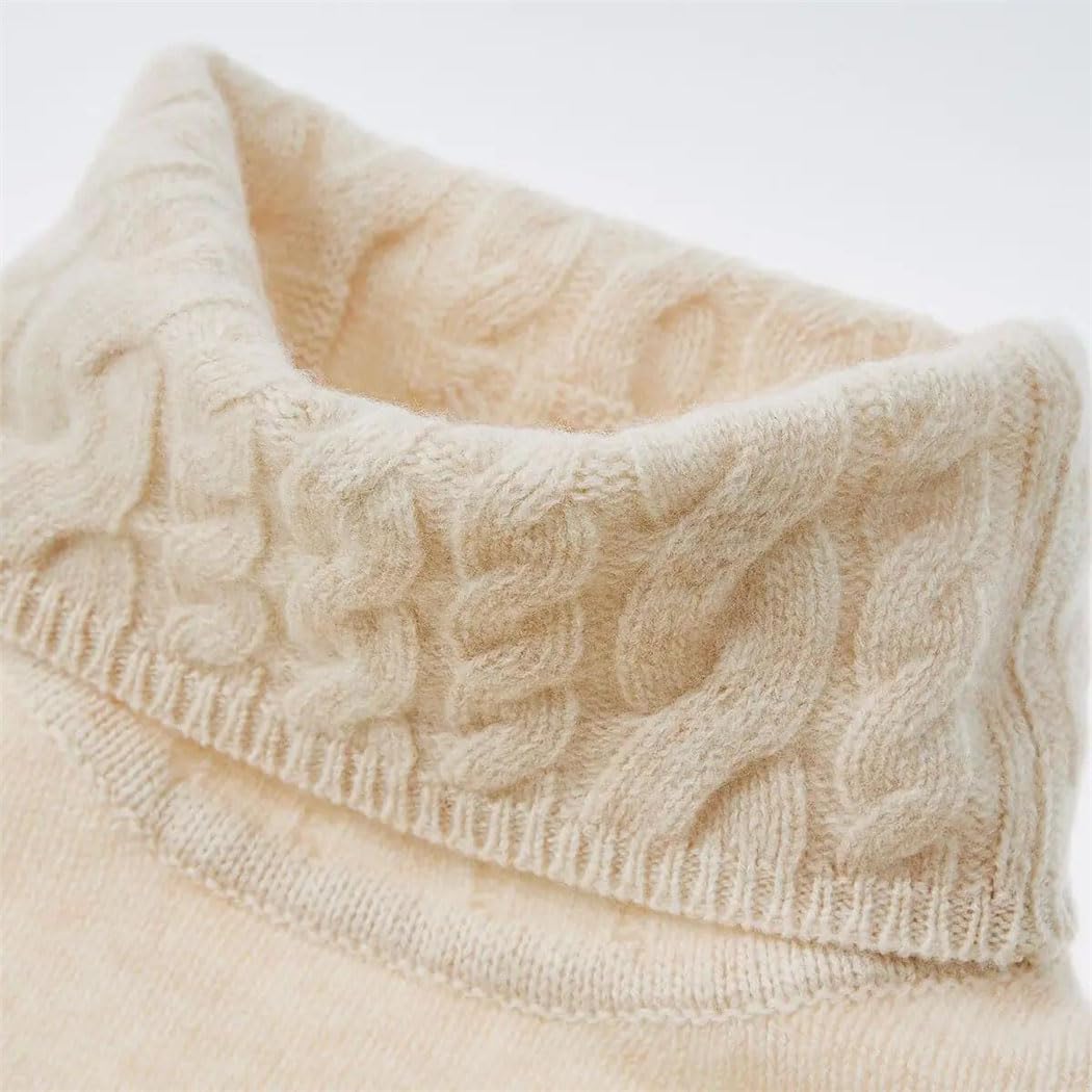 Sweter Damski Z Wełny Z Wysokim Kołnierzem I Długim Rękawem, Miękki, Zimowy Sweter-Red-Large