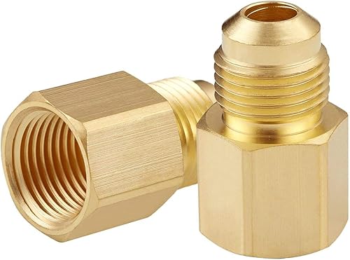 Miniatura 2 de Adaptador de gas de acoplamiento de tubo de conexión de latón de 1/2 "Flare X 1/2" hembra NPT conector de tubería
