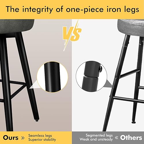 Miniatura 6 de Juego de 2 taburetes de bar giratorios de altura de mostrador, taburetes de bar modernos de 26 pulgadas de alto con respaldo completo, sillas de bar