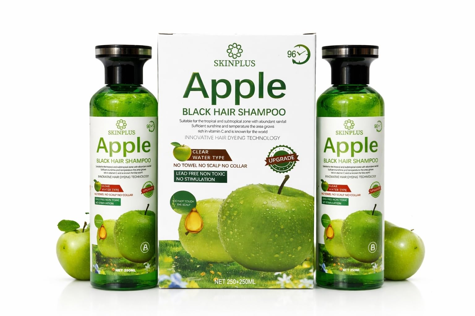 SKINPLUS Apple Black Hair Dye Shampoo – Natural Black Color (2 x 250ml)-image-10