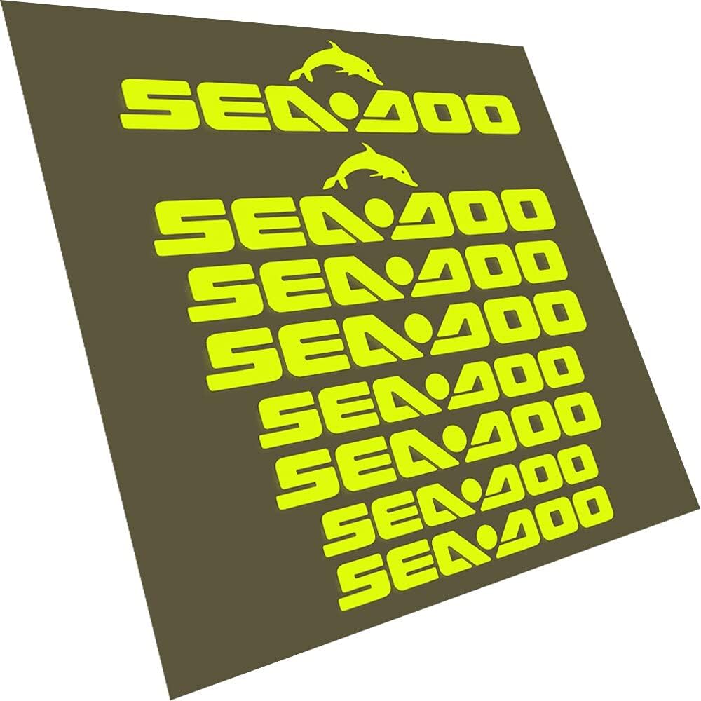 Kit For BRP SEA-DOO RACING Vinyl Reflective Decal Stickers Decorative 8 Pieces (Fluorescent Yellow)