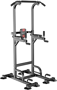 nimto Power Tower Workout Dip Station for Home Gym Adjustable Multi Pull Up Bar Strength Training Fitness Equipment & 440LBS