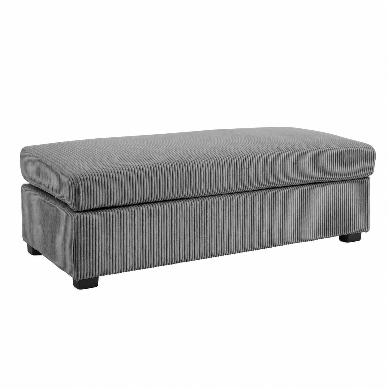 SofaSelection Jumbo Cord Large Footstool — Lounger Filler for U-Shape Sofas or Standalone Ottoman, Memory Foam Top, Machine-Washable Cover, Birch Frame, UK Made (Grey, Footstool)