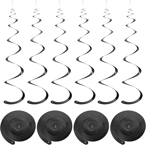 MECCANIXITY 18 piezas de decoración negra para colgar en el techo, serpentinas de techo de plástico, decoraciones de fiesta para fiesta de