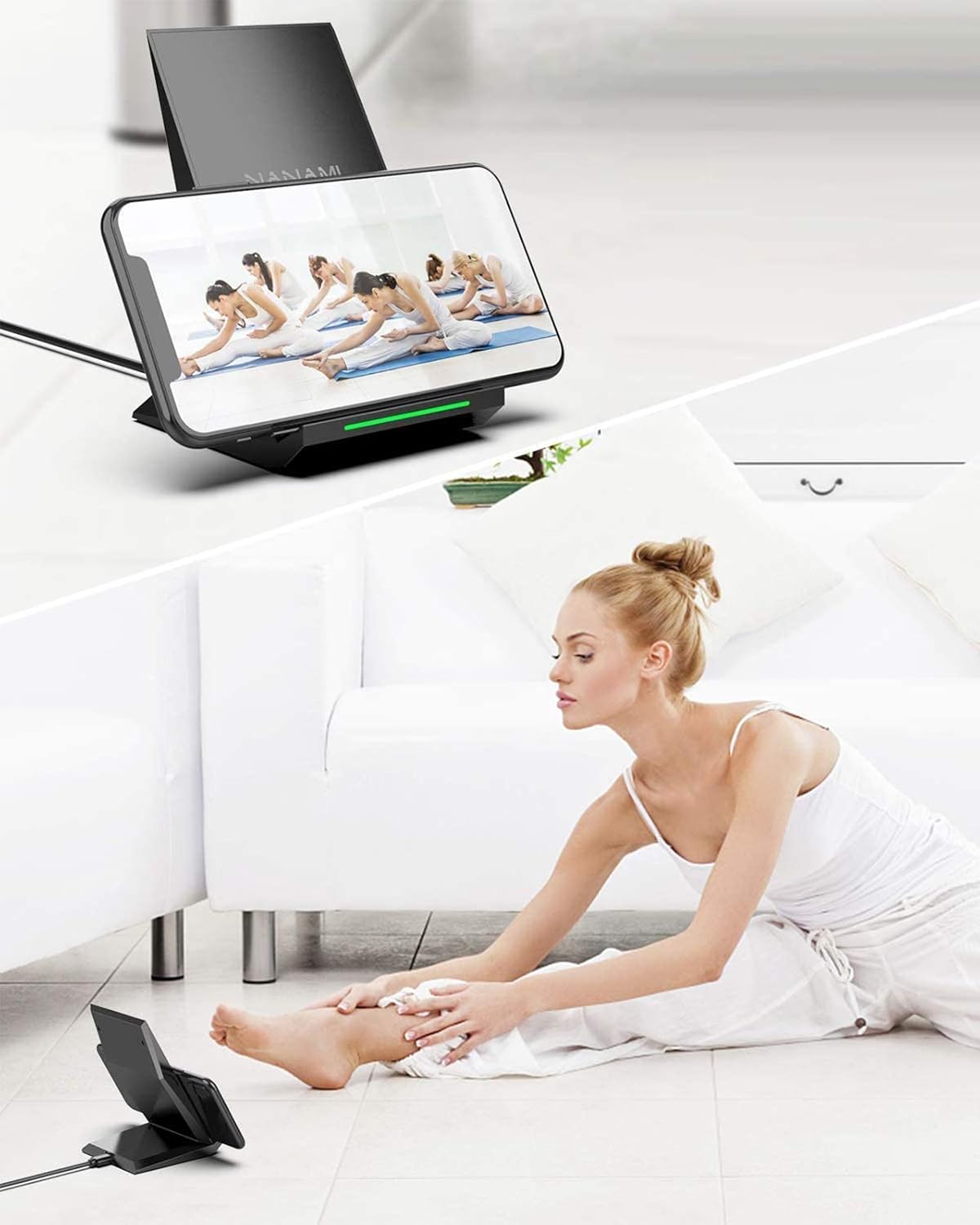 Fast Wireless Charger,NANAMI Qi Certified Wireless Charging Stand Compatible iPhone 12/SE 2020/11 Pro/XS Max/XR/X/8 Plus,Samsung Galaxy S21 S20 S10 S9 S8 Edge Note 20Ultra/10/9/8 and Qi-Enabled Phone : Cell Phones & Accessories