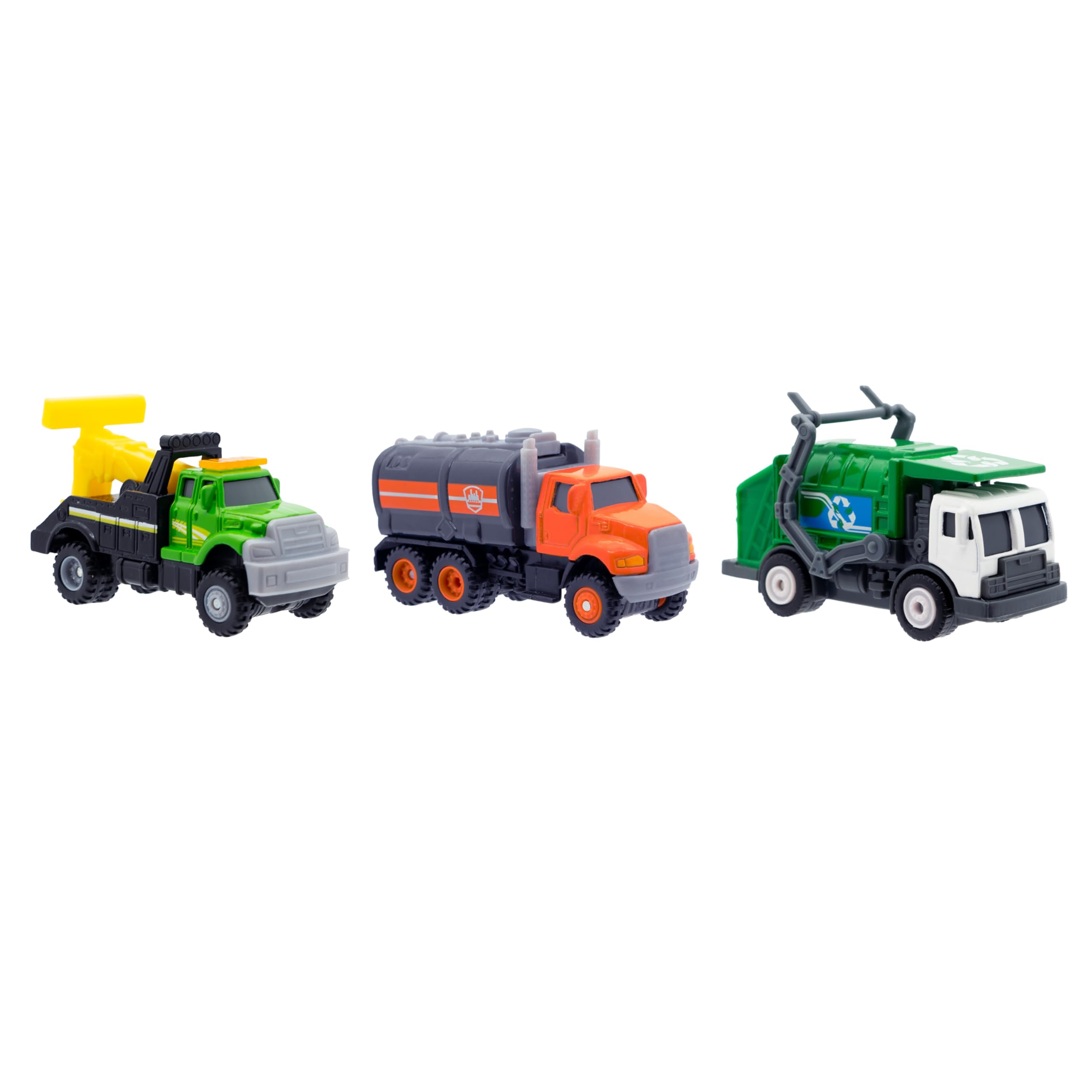 Amazon.com: Mighty Fleet Diecast 3-Pack, Tow Truck, Garbage Truck