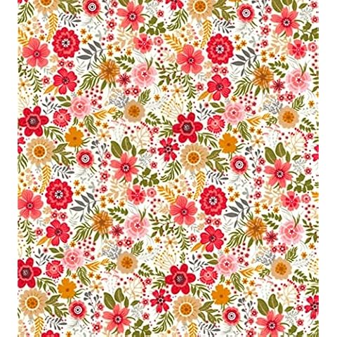 Rose & Hubble Small Summer Floral Flowers Ditsy Print 100% Cotton Poplin Fabric, 112cm Wide, Fabric by The Metre (Ideal for Dressmaking, Quilting) (Ivory) Cover