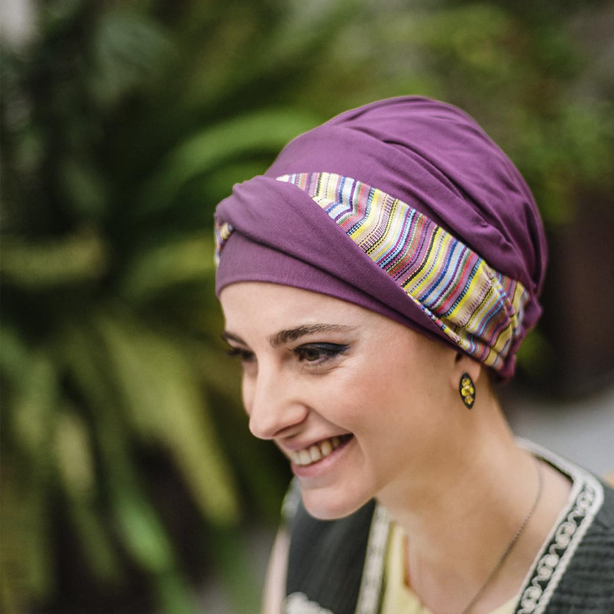 CAREBELL Turbante Oncologico Bambù Elegance Nomade · Cappello Chemioterapia Alopecia Morbido Traspirante Senza Cuciture Regolabile per Donna