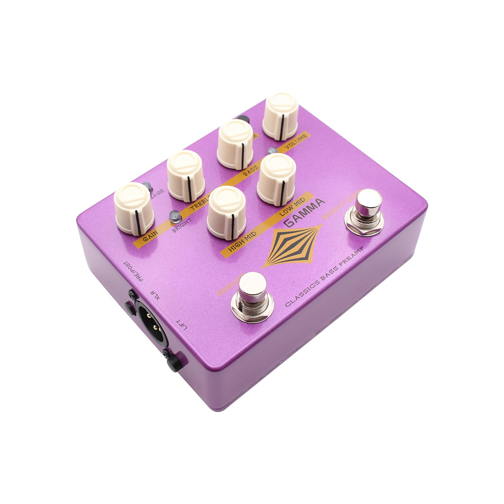 Gamma Bass Preamp Efekt Pedałowy Czysty Dźwięk Dynamiczny Ton True Bypass Fioletowy