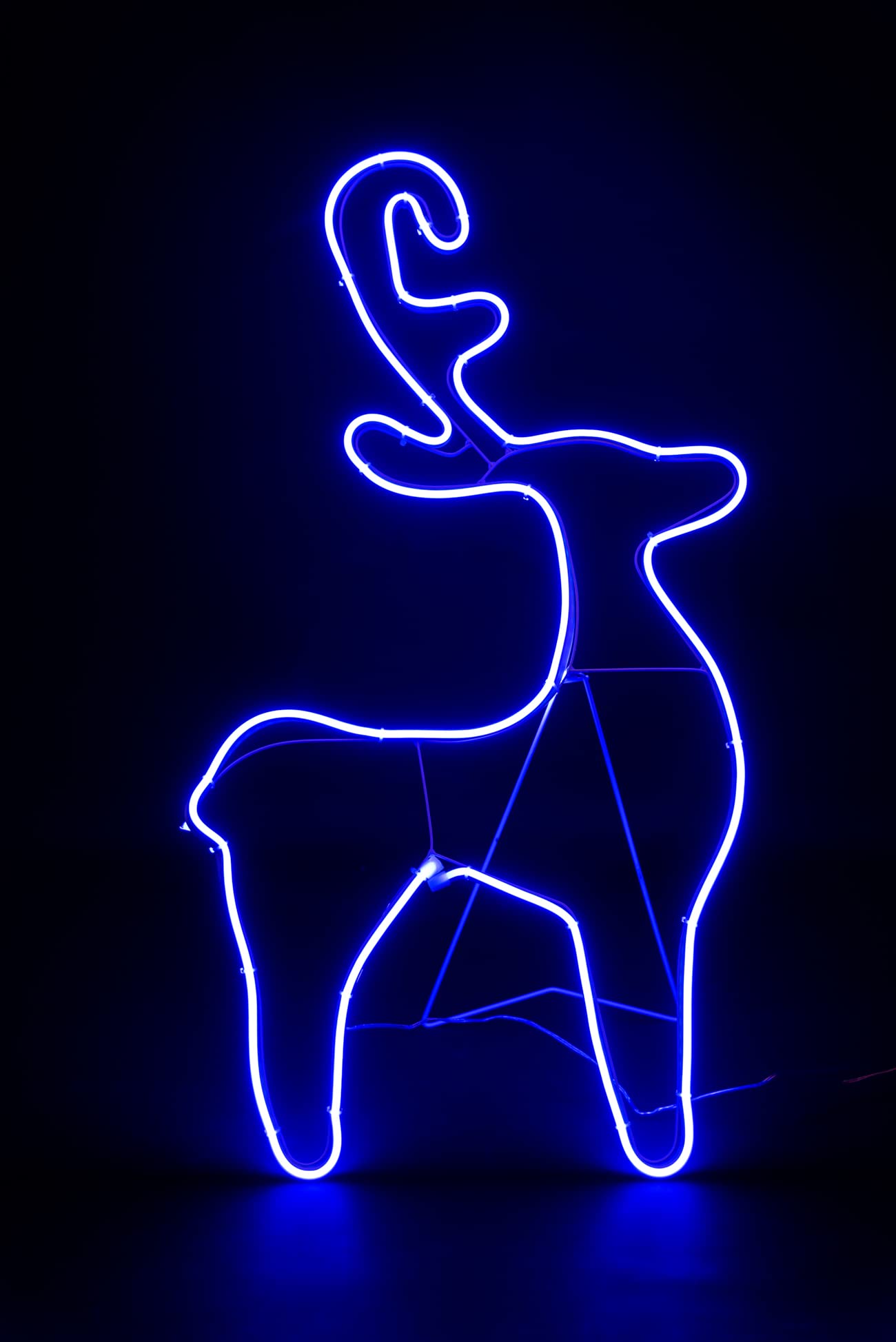 Shatchi Blue Leds Reindeer Calf Neon Effect Rope Light Silhouette Double Side 90 Christmas Outdoor Home Wall Garden Holiday Festive Decorations