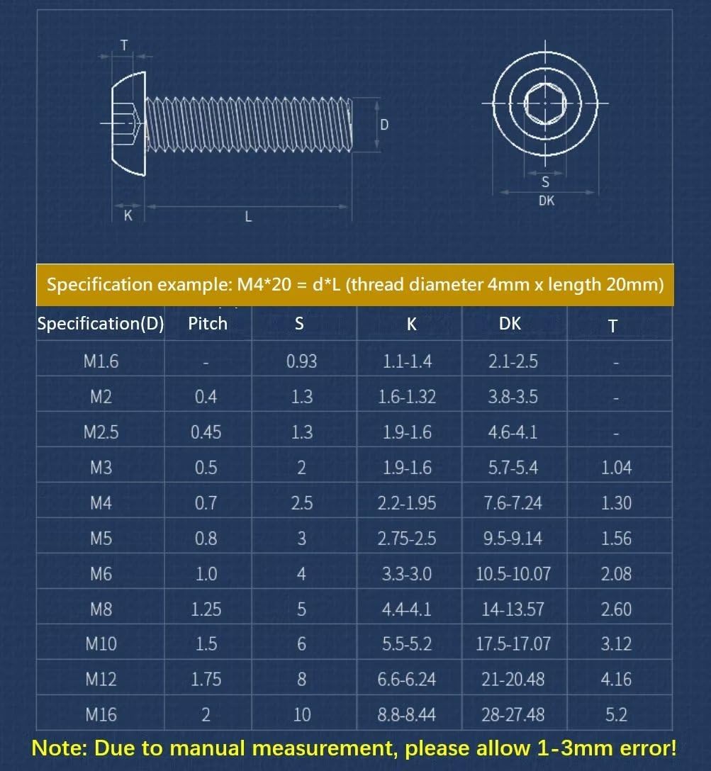 SYDARSYN Hex Socket Button Machine Screw (Bolt) Stainless Steel (A2) Round Head Allen Screws M5x25mm (30 pcs) - Image 4