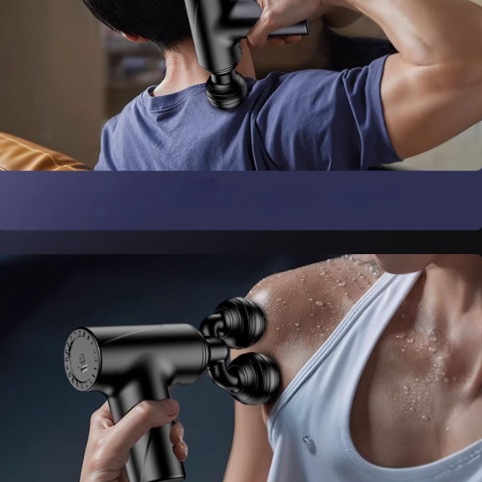 Cichy plastikowy pistolet do masażu z 3 prędkościami, wygodny masażer perkusyjny, cichy, mocny ręczny masażer, do użytku domowego i biurowego, kompaktowy (1 komora)