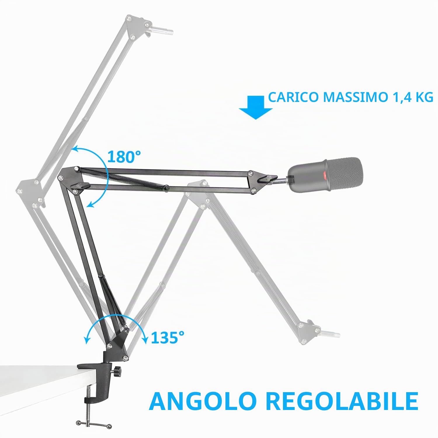 SUNMON Braccio Microfono per HyperX SoloCast 2 - Supporto Microfono Universale da Scrivania per SoloCast QuadCast S / 2S Rode Podmic Blue Yeti Fifine e la maggior parte dei Microfoni (Nero)