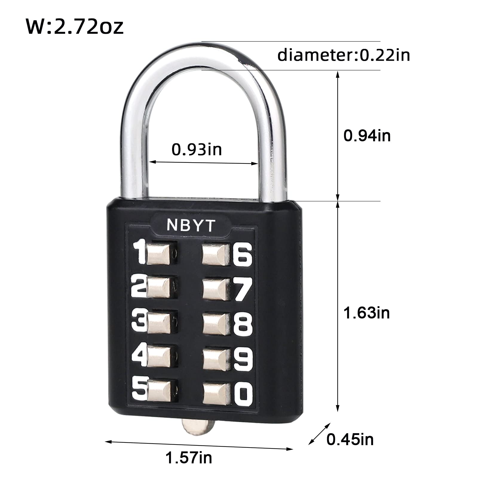 NBYT 5 Digit Padlock Digital Combination Lock, Button Safety Digital Lock, Applicable to Gym or Sports Locker Room, Box - Image 2