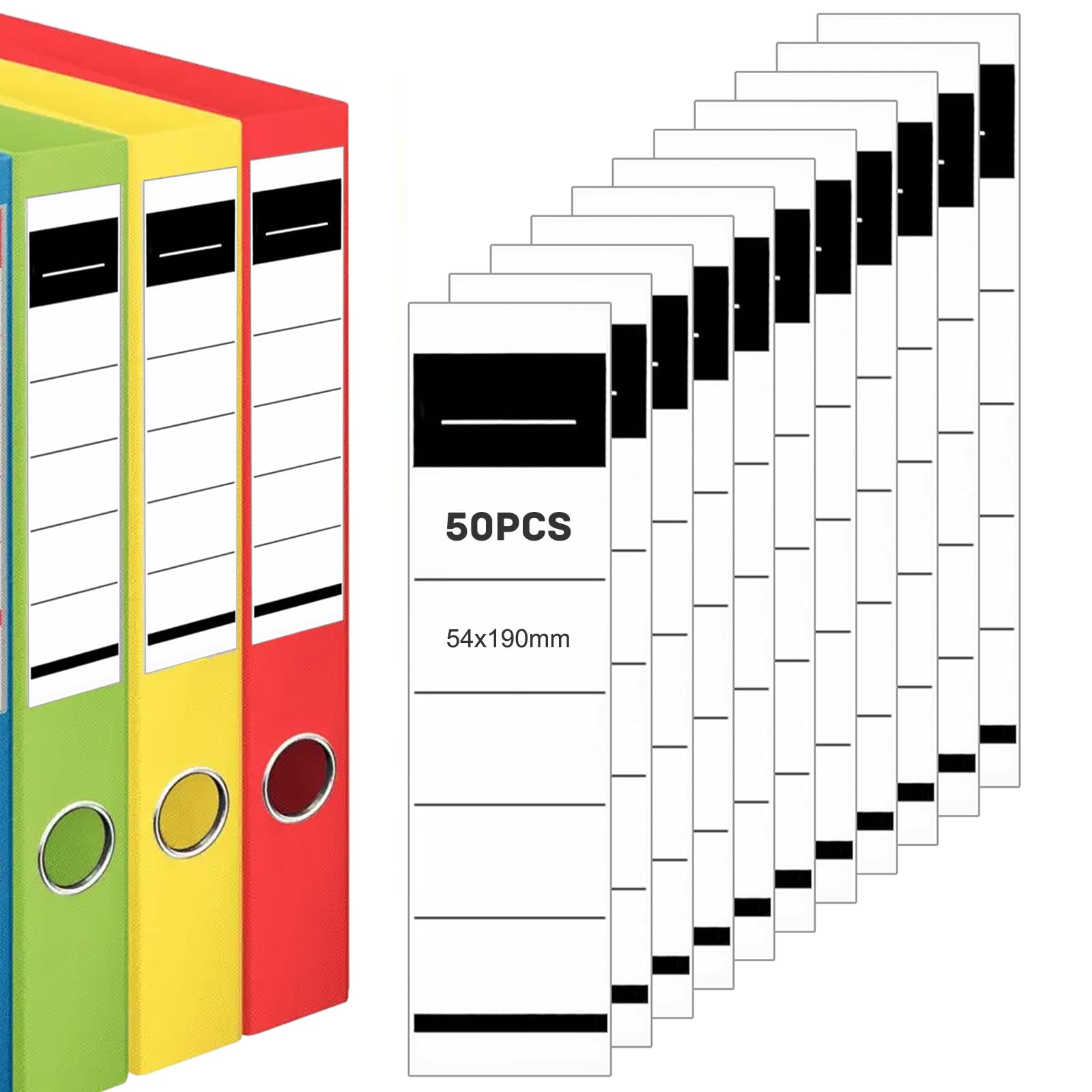 50 Pcs Self Adhesive Folder Spine Labels, Lever Arch File Labels and Binder Spine Adhesive, Labels for Office School Home, Folders Spine Self Adhesive Set, Classification Labels, Folder Back Signs