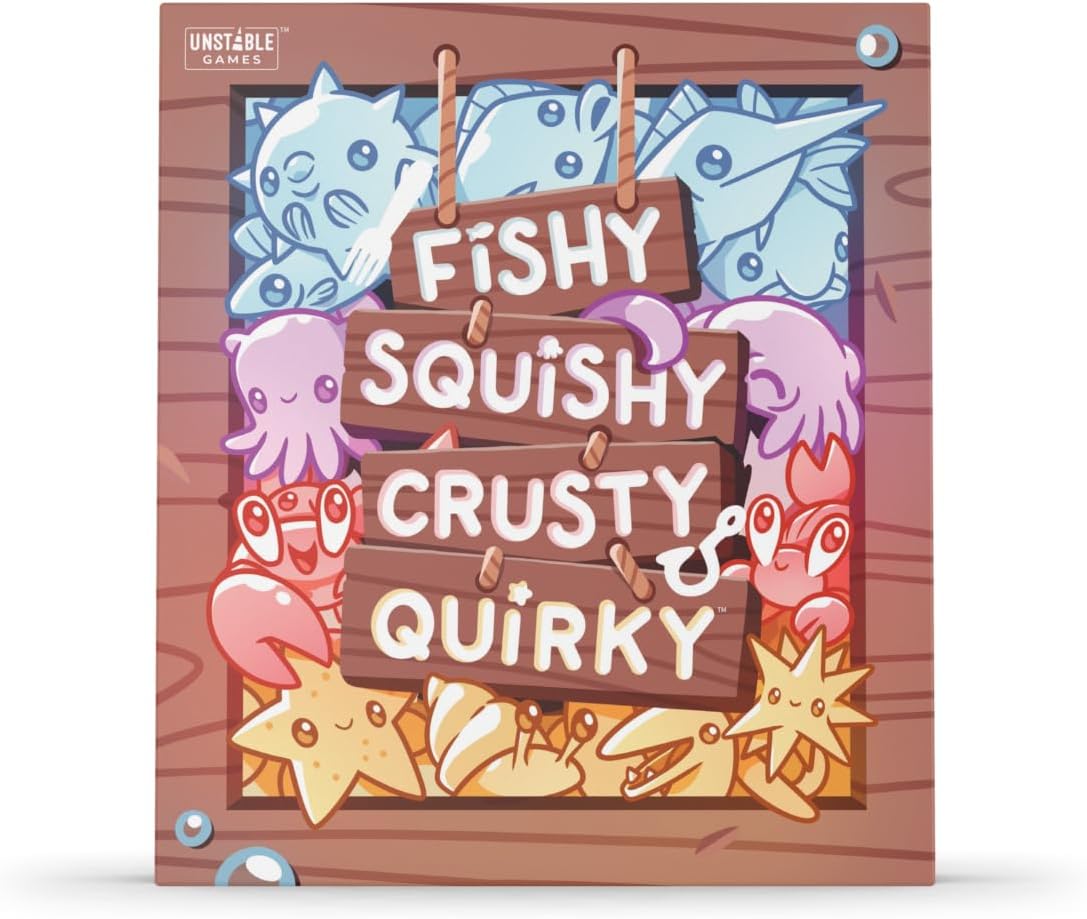 Unstable Games Fishy Squishy Crusty Quirky Base Game - Competitive Fishing Card Game for Kids, Teens, Adults - 2-6 Players, Ages 7+