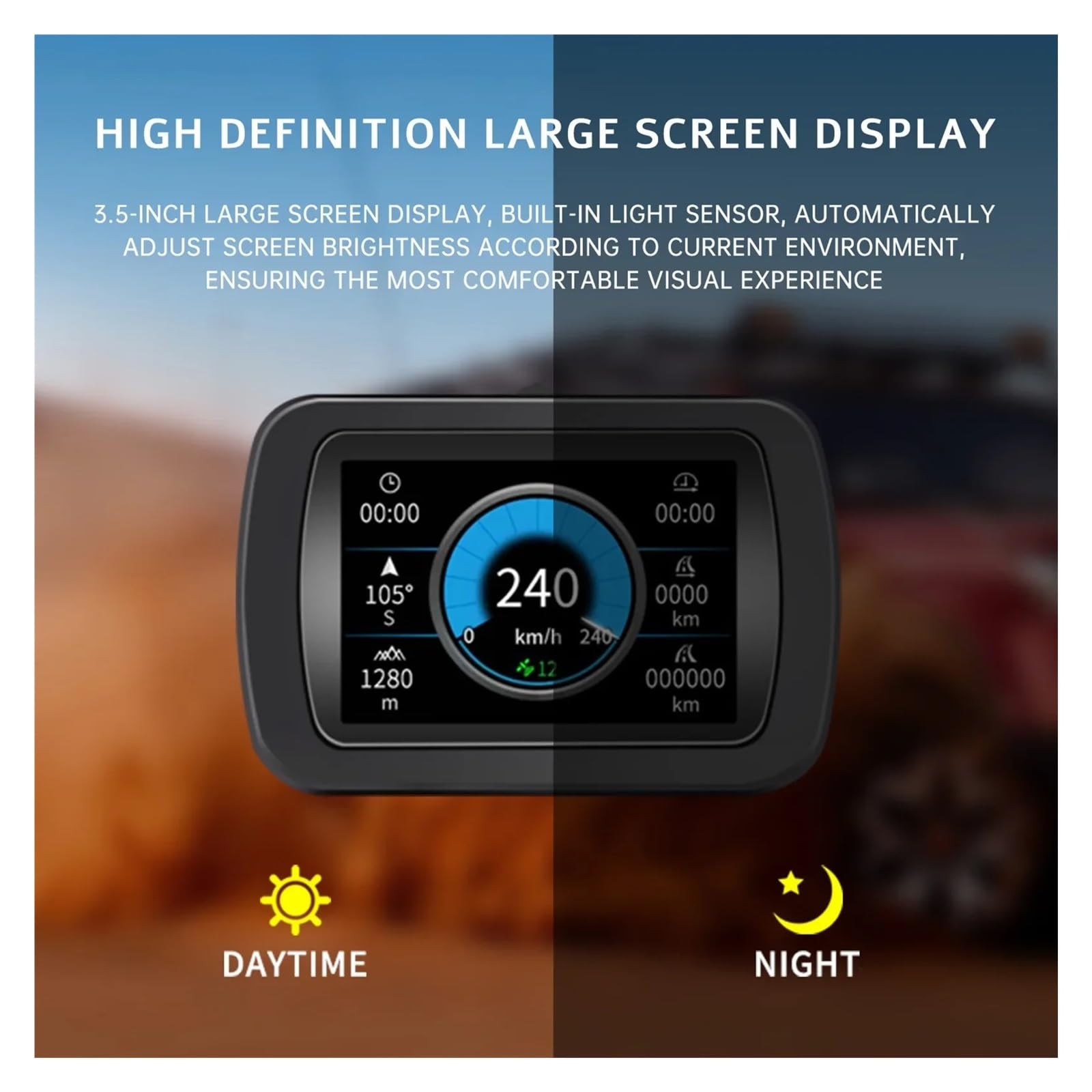 A65 Wyświetlacz Head Up GPS Off-road Wielofunkcyjny Sygnał Satelitarny OBD HUD Cyfrowy Wyświetlacz Miernik Kompas Inklinometr Prędkościomierz dla wszystkich pojazdów(OBD)