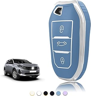TOOMUME Key Cover TPU Car Key Case Fits Peugeot 208 308 508 2008 3008 5008 Rifter Citroen C3 Arricross C4 Picasso DS3 DS4 Berlingo, Key Cover Protection Key Case - Smart Key