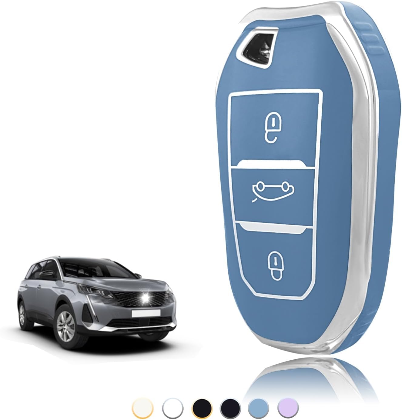 Coque Clé,Voiture En Cuir À Distance Etui Clés Support Protéger Pour Peugeot 208 207 300 301 308 308S 408 2008 3008 - Type A-pink - Auto