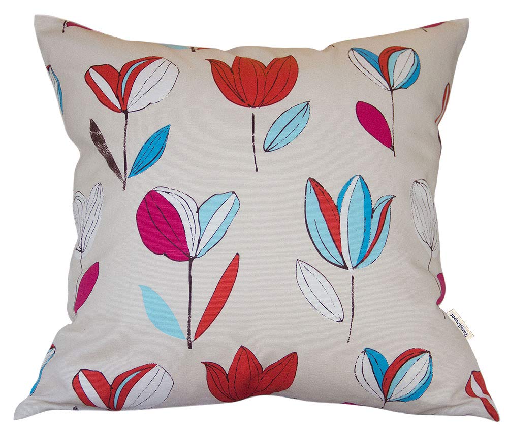 TangDepot 100% Cotton Floral Printcloth Decorative Throw Pillow Covers, Handmade,45 Colors,19 Sizes Avaliable, Indoor/Outdoor Square Cushion Cover - (12