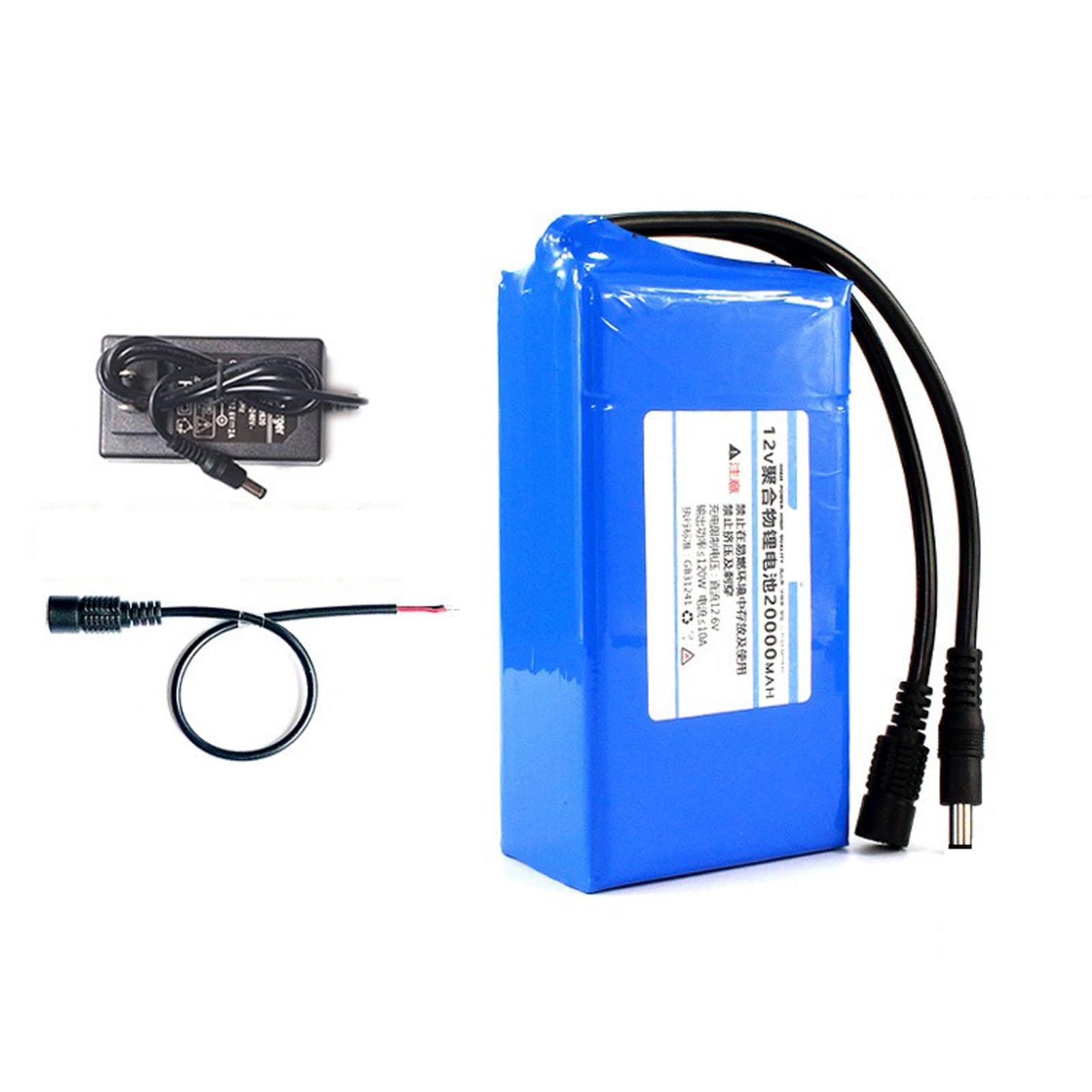 WILLQ12V Polymer Lithium Battery Pack 6Ah 8Ah 10Ah 12Ah 16Ah 20Ah Rechargeable Li-Ion Battery Powerful Portable Battery with Charger,No light,20000mah