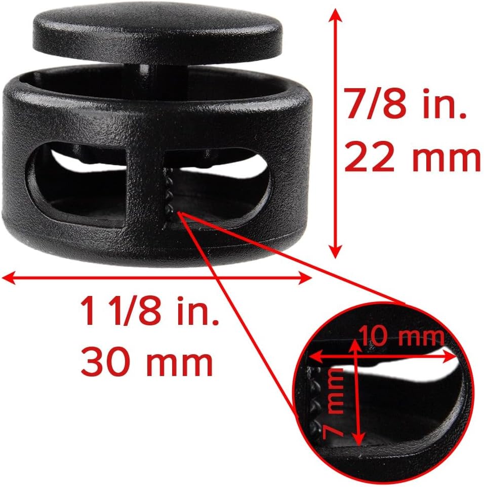Paracord Planet Extra Large Spring-Loaded Plastic 2 Hole Cord Locks – Fits Up to 3/8 Bungee Cord, Crafting Ropes, & Cords - Image 2