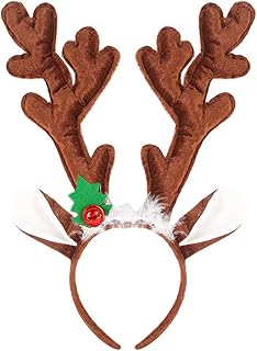 Diadema de cuernos de reno de Navidad con cuernos de ciervo