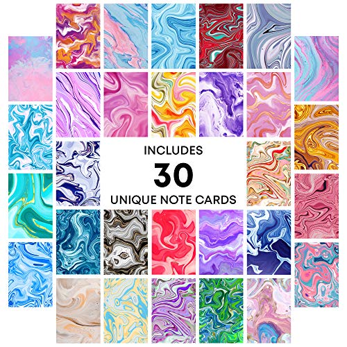 Dessie 30 Abstract Blank Cards and Envelopes - 30 Different 4x6 Inch Blank Note Cards w/Colorful Envelopes & Gold Seals. Assorted Greeting Cards For All Occasions. - Thumbnail 2