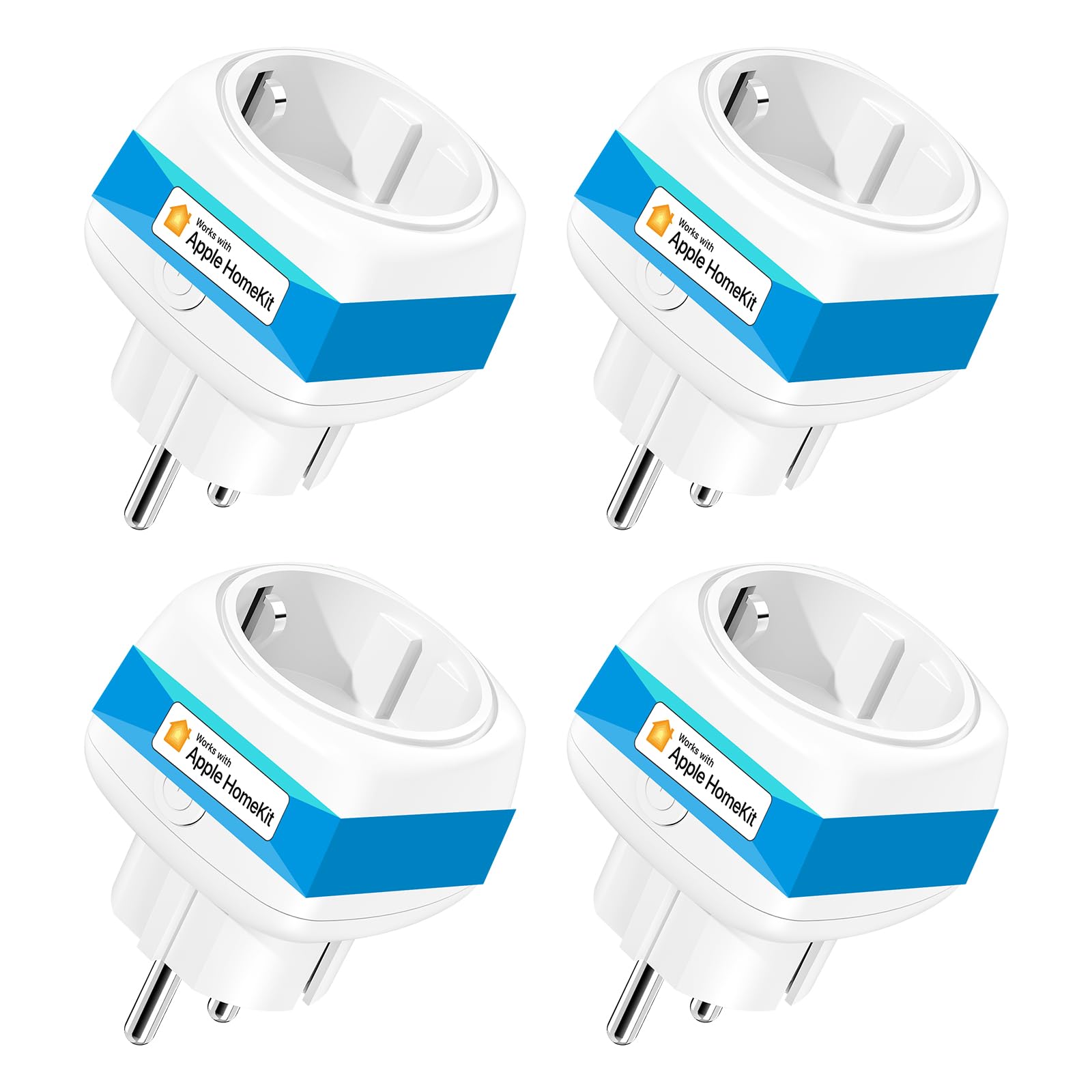 Meross Lot de 4 mini prises Wi-Fi - Fonctionne avec Apple HomeKit - Prise intelligente avec commande vocale et application à distance - Prise intelligente WiFi avec minuterie - Pas de hub nécessaire