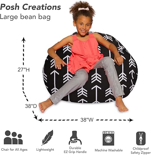 Miniatura 133 de Posh Creations - Sillón puff para niños, adolescentes y adultos, incluye funda extraíble y lavable a máquina, grande de 38 pulgadas, piel de conejo