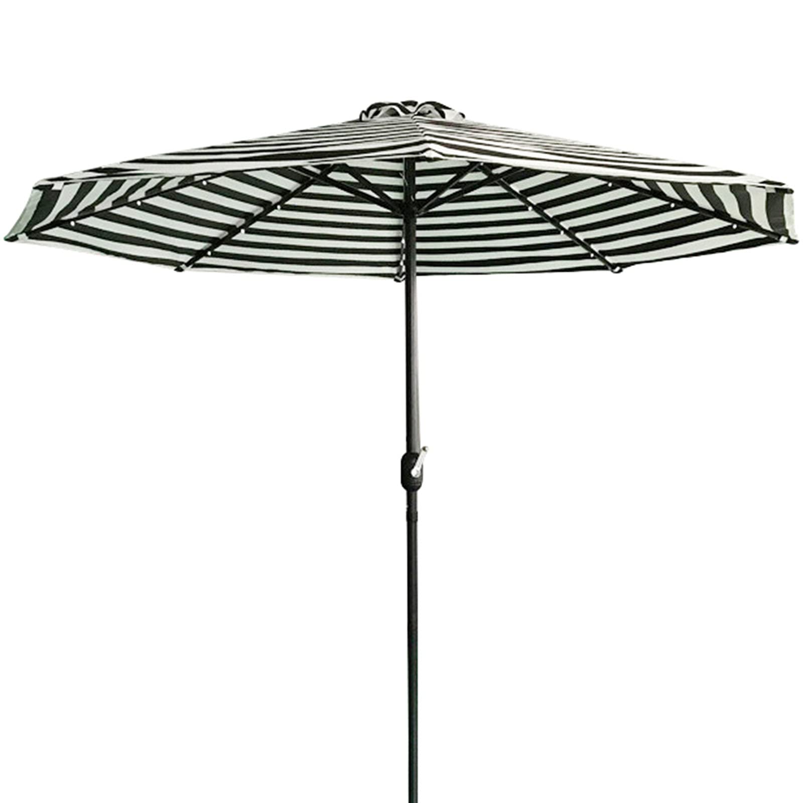 WDSOPK Garden Parasols Parasol with Solar Lights Sun Shade Outdoor Umbrella 8 Sturdy Ribs for Lawn Deck Patio and Balcony(Black White-270cm)