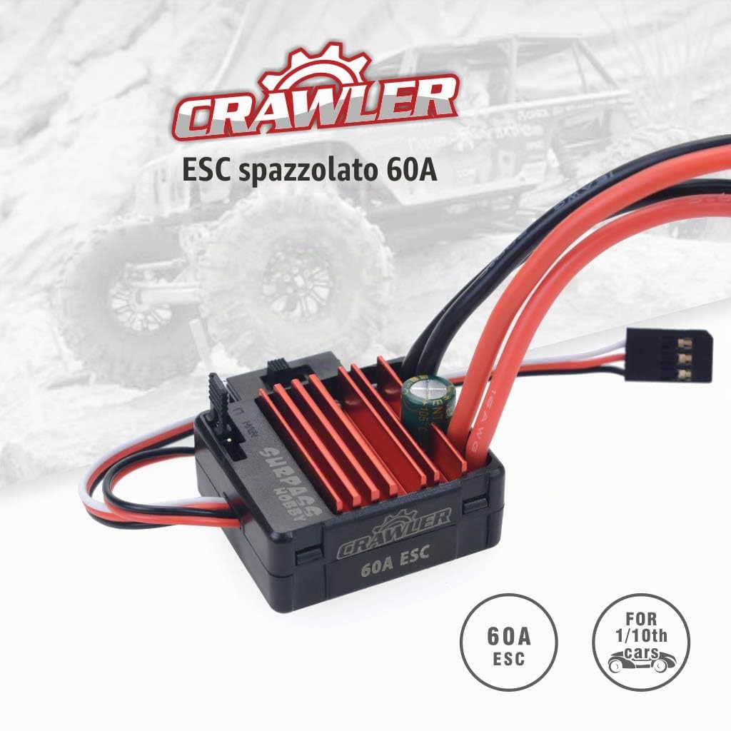 DollaTek 540 13T Motore spazzolato Motore per auto RC a 5 slot con ESC spazzolato 60A Impermeabile 6V / 2A SBEC e scheda di programmazione Combo Set per 1/10 RC Crawler