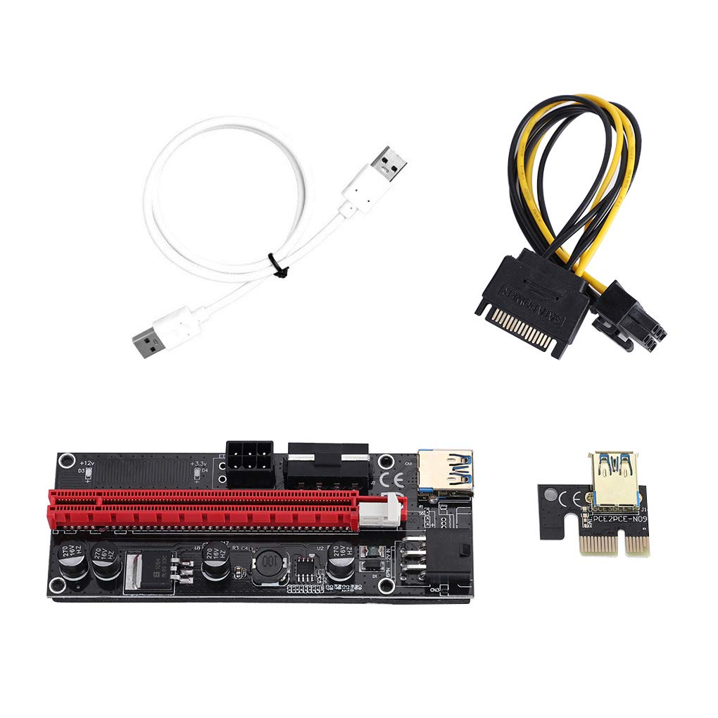 5 Set PCI-E Verlängerungskabel Power Board USB 3.0 6 Pins 1X auf 16X Display-Karte Portable Mini Home Video Supplies Miner Weiß