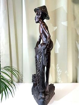 Amazon.co.jp: レトロ バリ島 木彫り 唐木 縞 黒檀 魚漁をする人 Amazon.co.jp: レトロ バリ島 木彫り 唐木 縞 黒檀 魚漁をする人