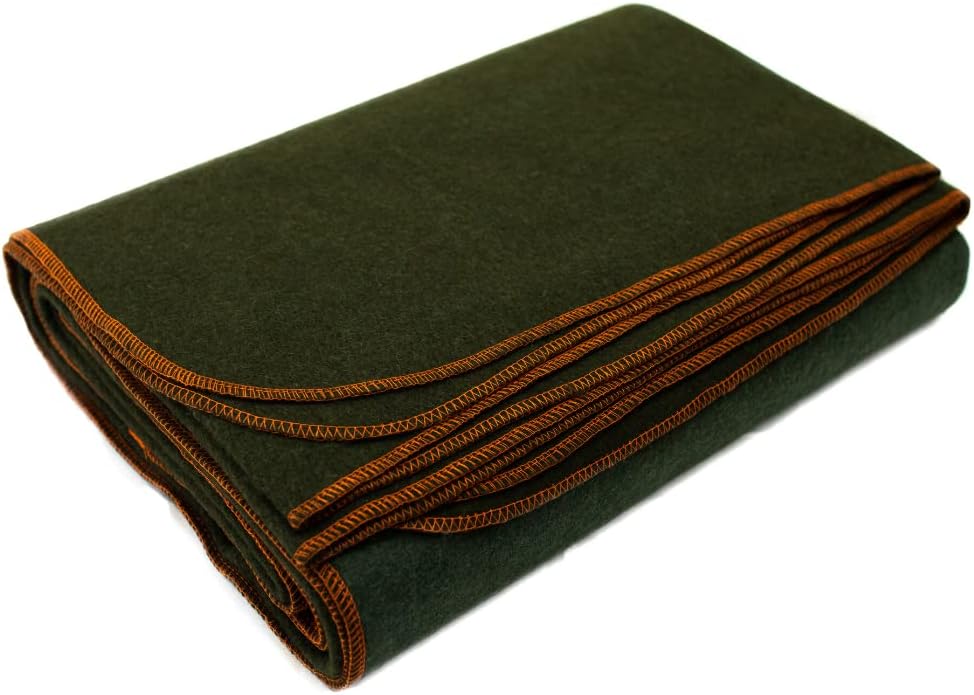 Arcturus Heavy Duty Survival Blanket in Olive Green - Insulated Thermal Reflective Tarp - 60" x 82" Bundle with Military Wool Blanket in Navy - 4.5 lbs, Warm, Thick, Washable, Large 64" x 88"