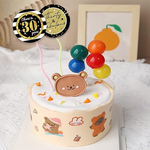 Vista 13 de REWIDPARTY Rollos de calcomanías de 30 cumpleaños de oro rosa (500 piezas) calcomanías de feliz cumpleaños 30 y fabulosas calcomanías redondas